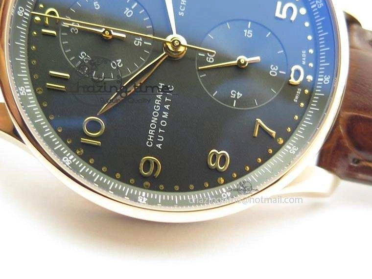 MIROTIME 0414 Portuguese IW371415 ZF 1:1 Best Edition RG Black dial On Brown Leather Strap A Modern 7286